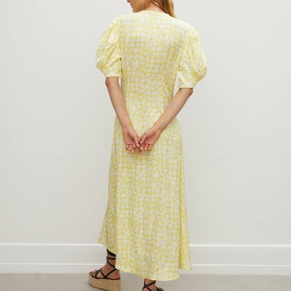 Róhe Rohe Clara Yellow White Floral Puff Sleeve Dress Size 38 FR 6 US NWT $395 - Picture 2 of 16